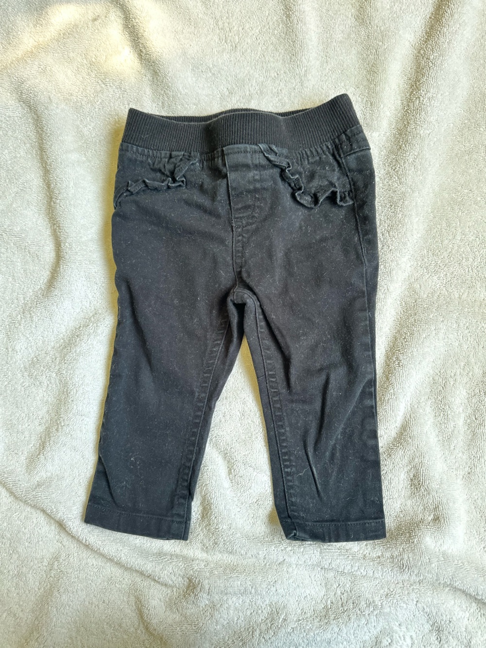 Baby Black Ruffle Waist Knit Pants